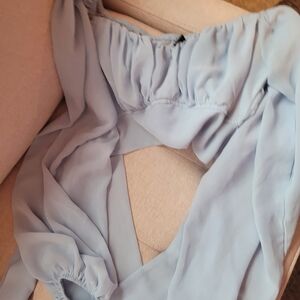 Windsor Blue Bell Sleeve Crop Top